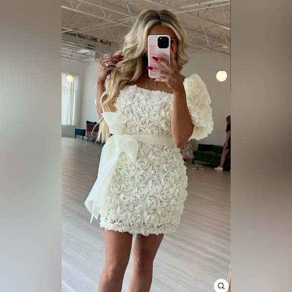 MABLE Dresses & Skirts - Cream Rose Mini Dress